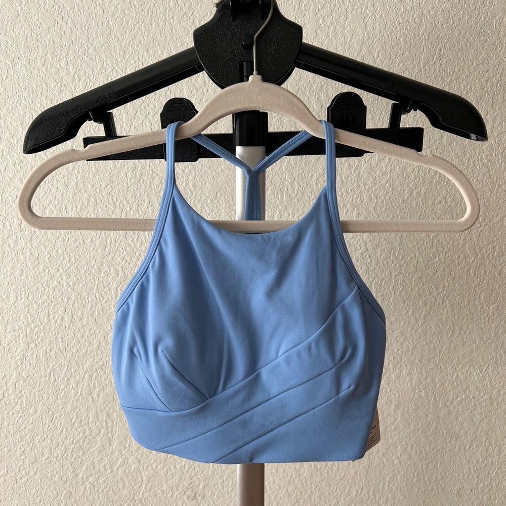 lululemon Flow Y Wrap-Front High-Neck Bra Light Blue Size 6